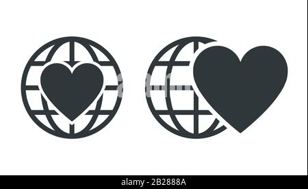 Globus mit Herzsymbol. Vektorgrafiken Stock Vektor