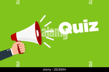 Hand hält Megafon - Quiz Stock Vektor