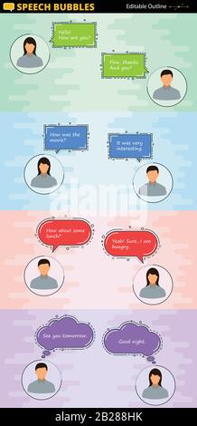 Sprechblasensymbol, FAQ, Nachrichtensymbol, Chat, Sprechen Stock Vektor