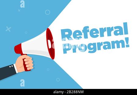 Megafon mit Empfehlungsprogramm. Vektorgrafiken Stock Vektor