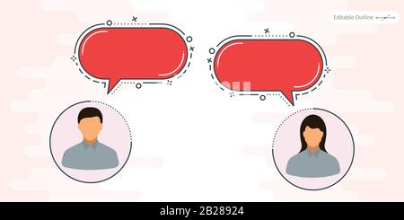 Sprechblasen, Social-Media-Chat, bearbeitbare Kontur, Konversation Stock Vektor