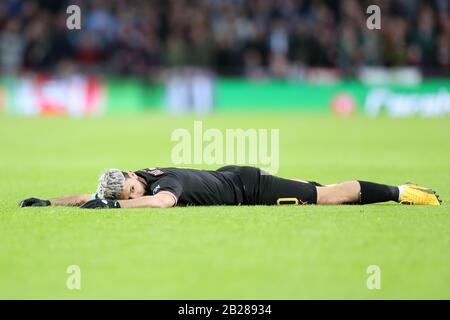 London, Großbritannien. März 2020. Sergio Aguero (10) von Manchester City beim Carabao-Cup-Finale zwischen Aston Villa und Manchester City im Wembley-Stadion, London am Sonntag, 1. März 2020. (Kredit: Jon Bromley / MI News) Foto darf nur für redaktionelle Zwecke in Zeitungen und/oder Zeitschriften verwendet werden, Lizenz für kommerzielle Nutzung erforderlich Credit: MI News & Sport /Alamy Live News Stockfoto