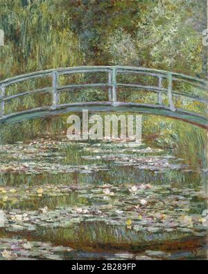 Das Gemälde "The Water-Lily Pond" (japanische Brücke) (1899) von Claude Monet - Sehr hohe Auflösung und hochwertige Bilder Stockfoto