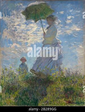 Frau mit Sonnenschirm (Madame Monet und Ihr Sohn) (1875) Gemälde von Claude Monet - Sehr hohe Auflösung und hochwertige Bilder Stockfoto