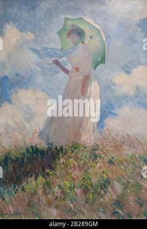 Frau mit Sonnenschirm, Essai de figure en plein-Air (Studie einer Figur Im Freien, Nach Links Gerichtet) Gemälde von Claude Monet - Sehr hohe Auflösung/Qualität Stockfoto