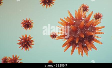 Ausbruch der chinesischen Influenza - Coronavirus oder 2019-nCoV genannt, die sich weltweit ausgebreitet hat. Gefahr einer Pandemie, Epidemie der Menschheit Stockfoto