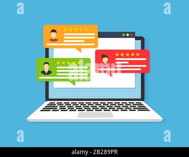 Benutzerbewertungen. Vektorgrafiken mit flachen Symbolen Stock Vektor