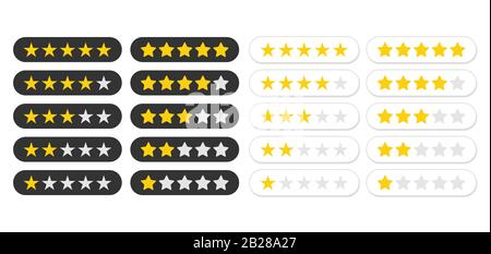 Symbol für die Bewertung von fünf Sternen. Tarifstatus für App. Vektorgrafiken Stock Vektor