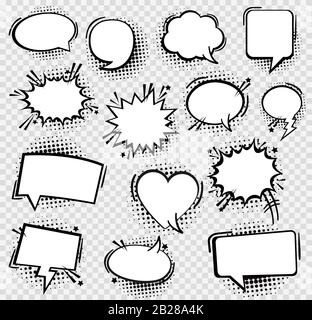 Setzen Sie die Sprechblase für Comic-Texte im Pop-Art-Stil. Vektorgrafiken Stock Vektor