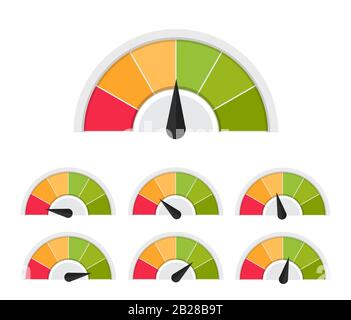 Kundenmessgerät. Unterschiedliche Emotionen beim Kundenservice. Vektor-Ebene Abbildung Stock Vektor