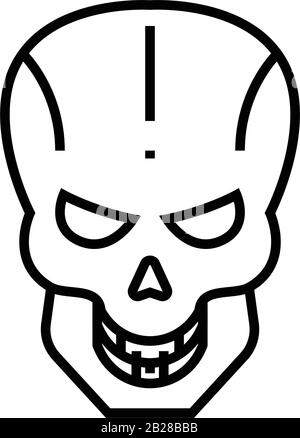 Symbol für die Schädelansicht, Konzeptzeichen, Konturvektorabbildung, lineares Symbol. Stock Vektor