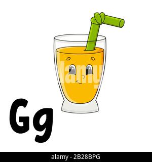 Lustige Alphabet. ABC Flash Karten. Cartoon cute Zeichen auf weißem Hintergrund. Für Kinder Bildung. Die Entwicklung Arbeitsblatt. Lernen Buchstaben. Vect Stock Vektor