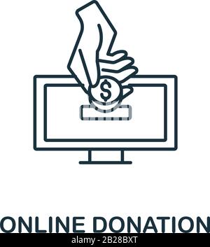 Online-Spenden-Symbol aus der Crowdfunding-Sammlung. Einfaches Online-Spenden-Symbol für Vorlagen, Webdesign und Infografiken Stock Vektor