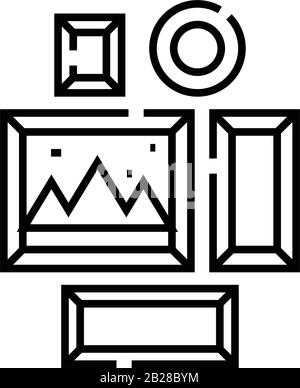Linien-Symbol für Raum-Stil, Konzeptzeichen, Vektorgrafiken für Umrisse, lineares Symbol. Stock Vektor