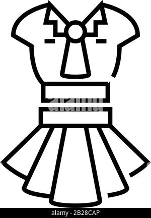 Symbol für Schol-Kleidung, Konzeptschild, Konturvektorabbildung, lineares Symbol. Stock Vektor