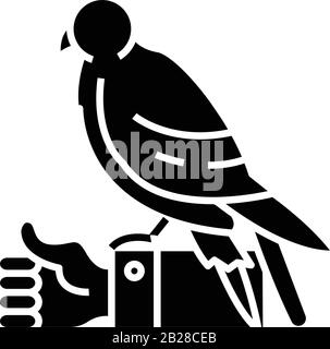 Schwarzes Handfalkensymbol, Konzeptabbildung, Vektor-Flachsymbol, Glyph-Zeichen. Stock Vektor