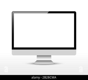 Realistischer Computer- oder Pc-Monitor im Hintergrund isoliert. Vektor-Mockup. Stock Vektor
