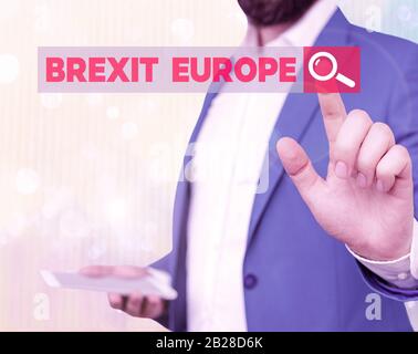 Text schreiben Brexit Europe. Geschäftsfoto mit der Möglichkeit, dass Großbritannien sich aus der Europäischen Union zurückzieht Stockfoto