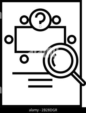 Suchen nach dem Symbol für die Facts-Linie, dem Konzeptzeichen, der Konturvektorabbildung und dem linearen Symbol. Stock Vektor
