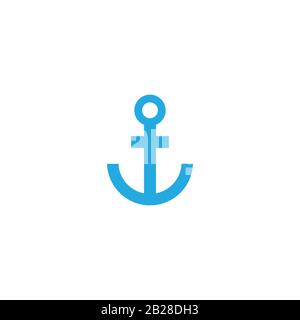 Anchor Nautical Blue Isoliert auf weißem Hintergrund. Symbol für das Ankervektorlogo maritimes Seeschiff - Symbol für die Abbildung Stock Vektor