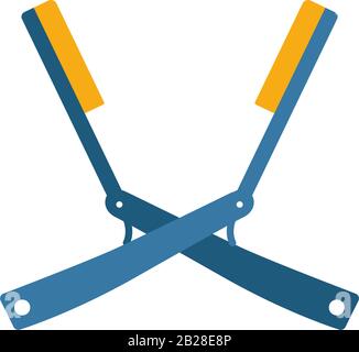 Symbol für gerades Rasiermesser Cross. Flaches kreatives Element aus der kollektion "barber Shop Icons". Farbige geradlinige Rasiermesser mit Kreuzsymbol für Vorlagen, Webdesign und Stock Vektor