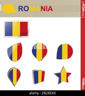 Rumänien Flaggensatz, Flaggensatz #21. Vektor. Stock Vektor