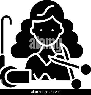 Frisiersymbole schwarz Symbol, Konzeptabbildung, Vektor-Flachsymbol, Glyph-Zeichen. Stock Vektor