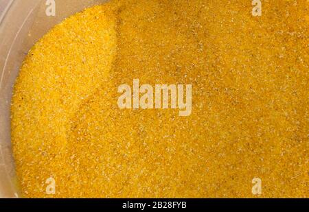 Textur von Maismehl im Detail Stockfoto