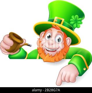 Leprechaun St Patricks Day Zeichentrickfigur Stock Vektor