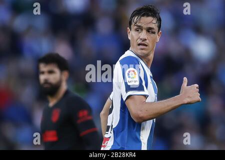 Barcelona, Katalonien, Spanien. März 2020. März 2020 - RCDE Stadium, Cornella, Spanien - LaLiga Santander- RCD Espanyol / Atletico de Madrid; Bernardo von RCD Espanyol blickt auf Credit: Eric Alonso / ZUMA Wire / Alamy Live News Stockfoto