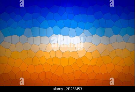 Abstrakte Unregelmäßige Geometrische Formen Hintergrund in hellen und angenehmen Blau- und Orangenfarben. Stockfoto