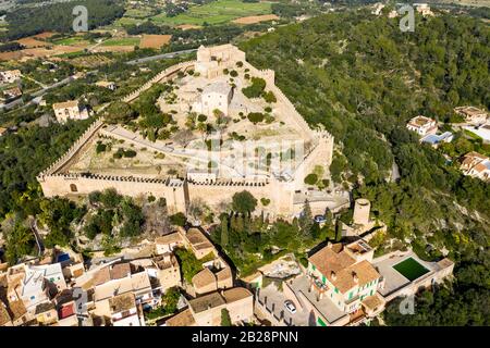 Drone schoß, Castell de Capdepera, Capdepera, Mallorca, Balearen, Spanien Stockfoto