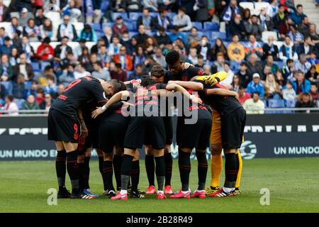 Cornella Del Llobregat, Spanien. März 2020. Barcelona, SPANIEN - 1. MÄRZ: Atletico de Madrid während des Liga-Spiels zwischen RCD Espanyol und Atletico de Madrid im RCD-Stadion am 01. März 2020 in Barcelona, Spanien. Kredit: Dax Images / Alamy Live News Stockfoto