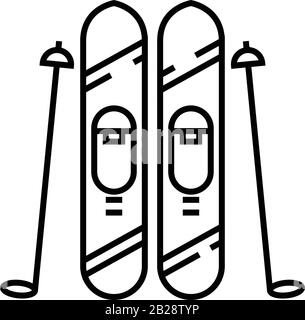 Ski-Line-Symbol, Konzeptschild, Outline-Vektor-Abbildung, lineares Symbol. Stock Vektor