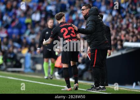 Cornella Del Llobregat, Spanien. März 2020. Barcelona, SPANIEN - 01. MÄRZ: Trippier von Atletico de Madrid während des Liga-Spiels zwischen RCD Espanyol und Atletico de Madrid im RCD-Stadion am 01. März 2020 in Barcelona, Spanien. Kredit: Dax Images / Alamy Live News Stockfoto