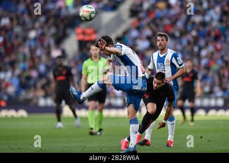 Cornella Del Llobregat, Spanien. März 2020. Barcelona, SPANIEN - 1. MÄRZ: Javi Lopez vom RCD Espanyol beim Ligaspiel zwischen RCD Espanyol und Atletico de Madrid im RCD-Stadion am 01. März 2020 in Barcelona, Spanien. Kredit: Dax Images / Alamy Live News Stockfoto