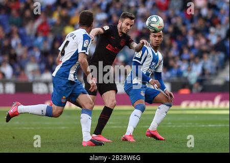 Cornella Del Llobregat, Spanien. März 2020. Barcelona, SPANIEN - 1. MÄRZ: Saul von Atletico de Madrid während des Liga-Spiels zwischen RCD Espanyol und Atletico de Madrid im RCD-Stadion am 01. März 2020 in Barcelona, Spanien. Kredit: Dax Images / Alamy Live News Stockfoto