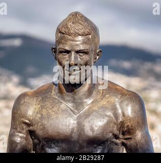 Detail der Cristiano Ronaldo Statue, Funchal, Madeira. Stockfoto