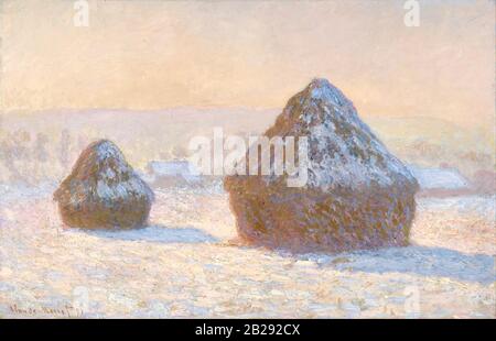 Wheatstacks, Snow Effect, Morning (1891) Painting von Claude Monet - Sehr hohe Auflösung und Qualitätsbild Stockfoto