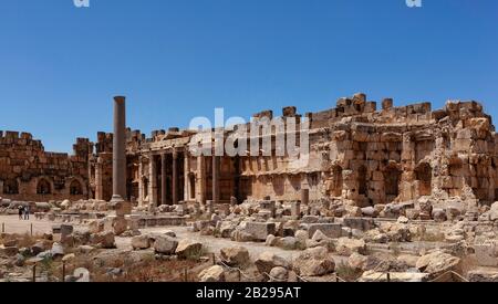 Ruinen des Jupitertempels, Heliopolis, Römisches Reich. Baalbek, Bekaa-Tal, Libanon. UNESCO-Weltkulturerbe. Stockfoto