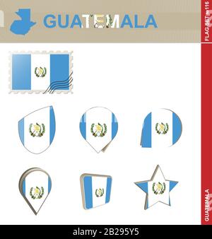 Guatemala Flaggensatz, Flaggensatz #116. Vektor. Stock Vektor