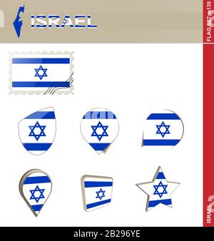 Israel Flaggensatz, Flaggensatz #135. Vektor. Stock Vektor