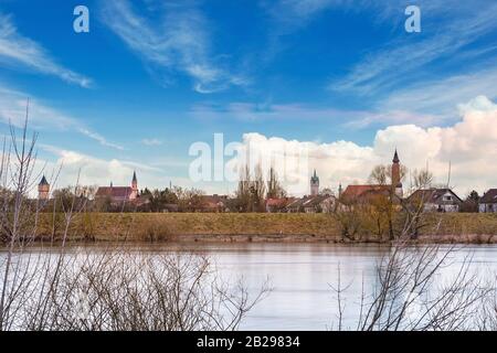 Straubing Landschaft Fluss Donau Stockfoto