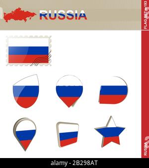 Russland Flaggensatz, Flaggensatz #193. Vektor. Stock Vektor