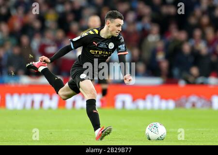 London, ENGLAND - 1. MÄRZ der Manchester City Mittelfeldspieler Phil Foden im Rahmen des Carabao-Cup-Finales zwischen Aston Villa und Manchester City im Wembley-Stadion, London am Sonntag, 1. März 2020 im Einsatz. (Kredit: Jon Bromley / MI News) Foto darf nur für redaktionelle Zwecke in Zeitungen und/oder Zeitschriften verwendet werden, Lizenz für kommerzielle Nutzung erforderlich Credit: MI News & Sport /Alamy Live News Stockfoto