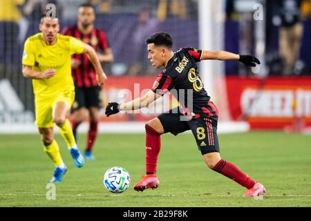 Atlanta United Mittelfeldspieler Ezequiel Barco (8) während des MLS-Fußballspiels zwischen Atlanta United und Nashville SC im Nissan Stadium am Samstag, 29. Februar 2020 in Nashville, TN. Jacob Kupferman/CSM Stockfoto