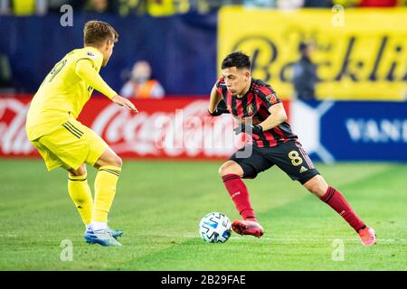 Atlanta United Mittelfeldspieler Ezequiel Barco (8) während des MLS-Fußballspiels zwischen Atlanta United und Nashville SC im Nissan Stadium am Samstag, 29. Februar 2020 in Nashville, TN. Jacob Kupferman/CSM Stockfoto