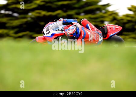 Leon Haslam (GBR), Honda CBR1000RR, WorldSBK 2020. Samstag Übung 3. Phillip Island Circuit, Victoria, Australien. Februar 2020 Stockfoto