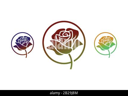 Vector Rose Flower Emblem. Einfache Rose Logo-Vorlage, Sauberes und einfaches Logo. Stock Vektor