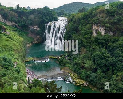 Luftbild des Doupotang-Wasserfalls des Huangguoshu-Wasserfalls befindet sich am Fluss Baishui in Anshun in Guizhou. Die Niagarafälle Von Ch Stockfoto